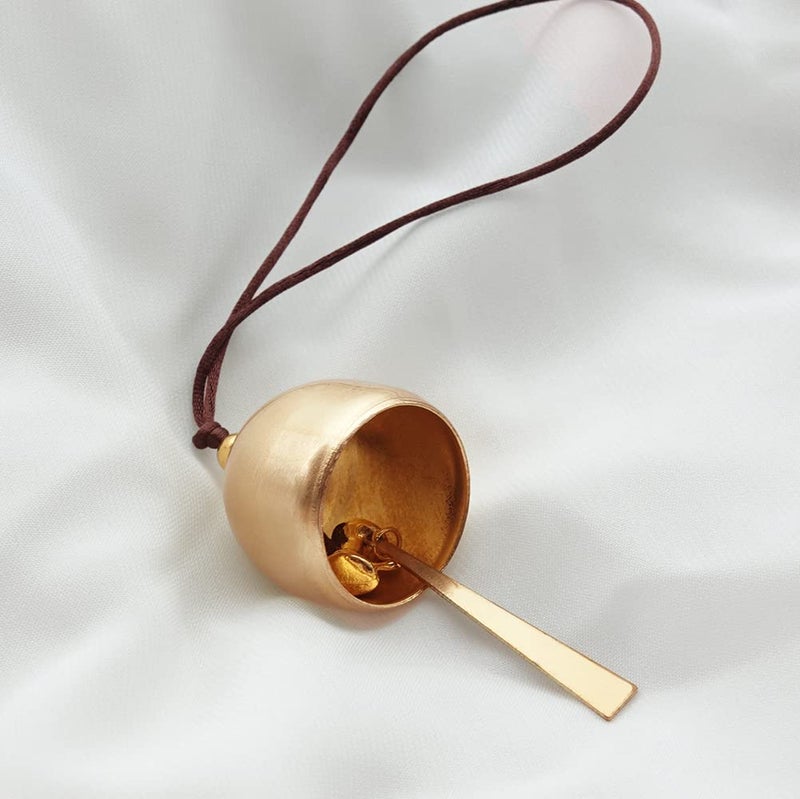 Afiaiwei 2Pcs Small Gold Plated Hanging Bell Decoration Bell Camping Tent Bells Windown Door Home Decoration Good Luck Bell Mini Hanging Bell Pendent - Image 4